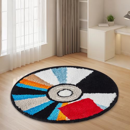 Niyanghome CD Rug - 40 inch Tufted Hypebeast Non-Slip Bath Mat Cool Record Rugs and Aesthetic Carpet for Bedroom & Living Room Decor - CD Carpet Y2K Doormat for Y2K Room Decor - Image 3