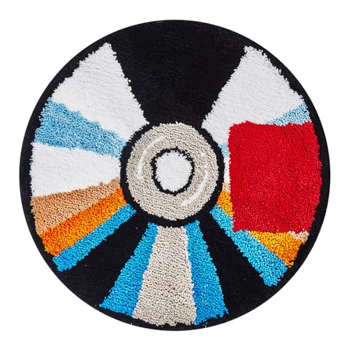 Niyanghome CD Rug - 40 inch Tufted Hypebeast Non-Slip Bath Mat Cool Record Rugs and Aesthetic Carpet for Bedroom & Living Room Decor - CD Carpet Y2K Doormat for Y2K Room Decor - Image 1