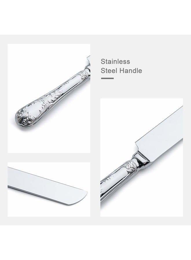 OTW PAVILION 2 Piece Wedding Cake Server Set,18/10 Stainless Steel Dessert Set Pie Server Cake Cutter Knife for Birthday,Anniversary,Holiday,Baby Shower,Party (Versailles, Stainless steel-V) - Image 4