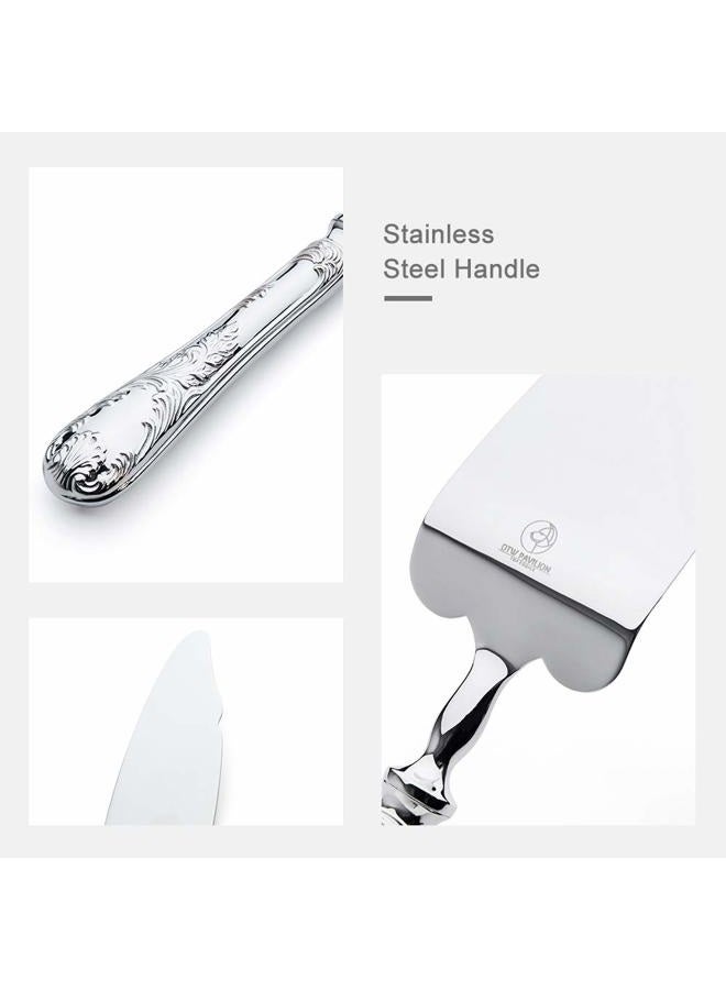 OTW PAVILION 2 Piece Wedding Cake Server Set,18/10 Stainless Steel Dessert Set Pie Server Cake Cutter Knife for Birthday,Anniversary,Holiday,Baby Shower,Party (Versailles, Stainless steel-V) - Image 3