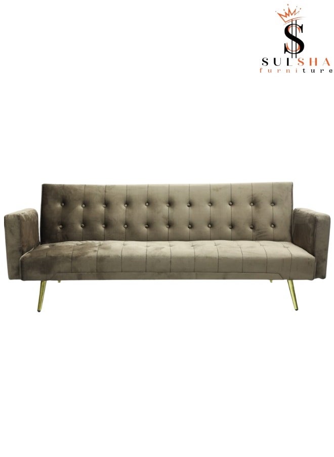 SULSHA - Modern  Office Fabric Linen-Like Velvet Sofa Chair Loveseat Square Handrail Sofa Beds Hotel Leisure Sofa Set Couch Brown color - Image 1