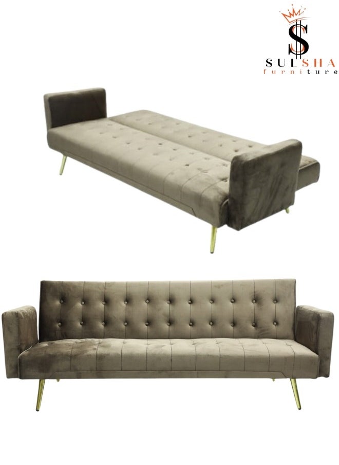 SULSHA - Modern  Office Fabric Linen-Like Velvet Sofa Chair Loveseat Square Handrail Sofa Beds Hotel Leisure Sofa Set Couch Brown color - Image 1