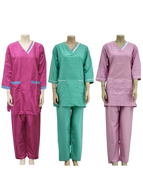 طقم بدلة طبية للخادمة والمربية مكون من 3 قطع