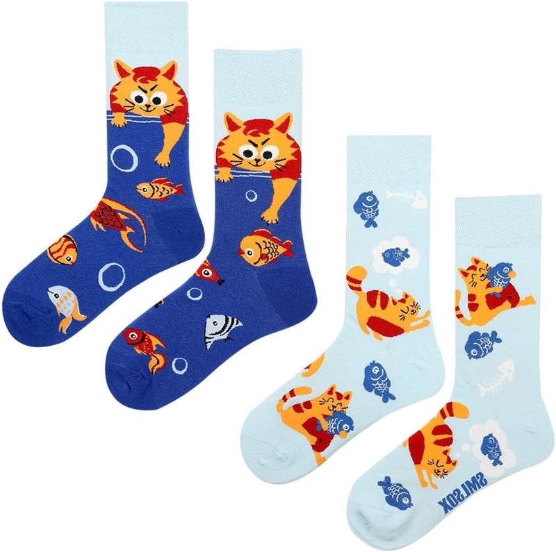 Luckam 5 Pairs Womens Animal Funny Socks, Cute Cat Dog Cotton Socks for Ladies - Thermal Warm Socks for Winter - Image 1