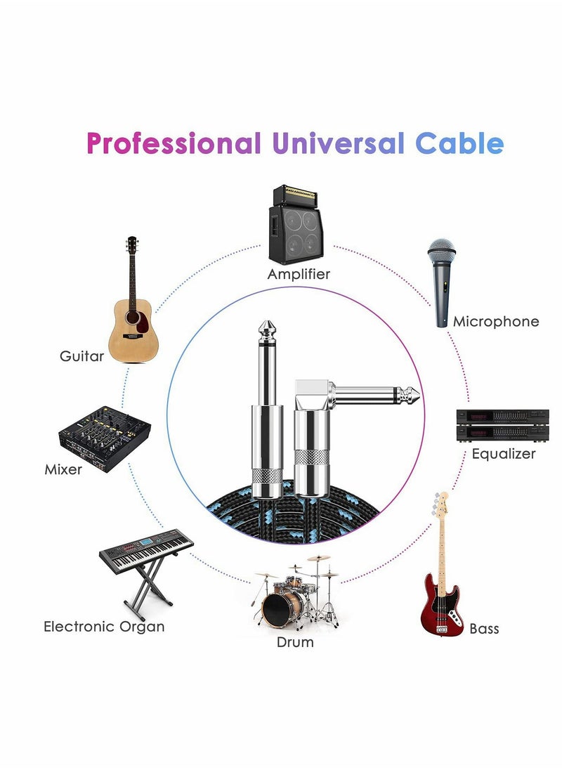 SYOSI Guitar Cable Professional Instrument Cable Electric Guitar AMP Cord 1or4inch TS Cable for Guitar Bass Mandolin Keyboard and Pro Audio Right Angle 10FT Black+Blue  - Image 4