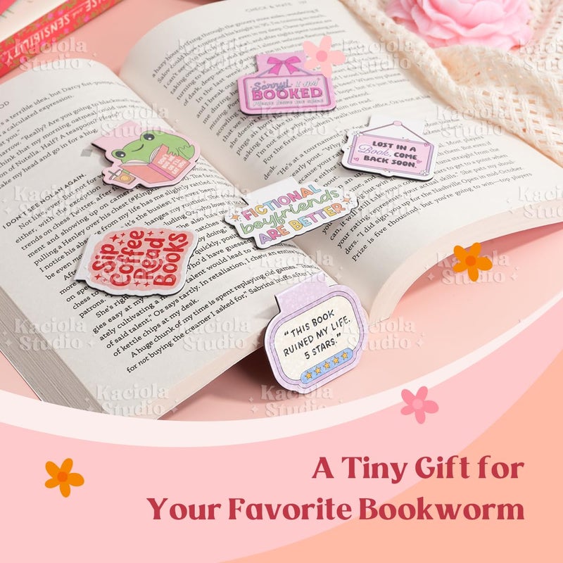 Kaciola Studio 12PCS Glittery Magnetic Bookmarks, Funny Cute Book Marks for Book Lovers Gifts, Bookmark Accessories for Women Teachers Students School Office Home Supplies (Funny) - Image 5