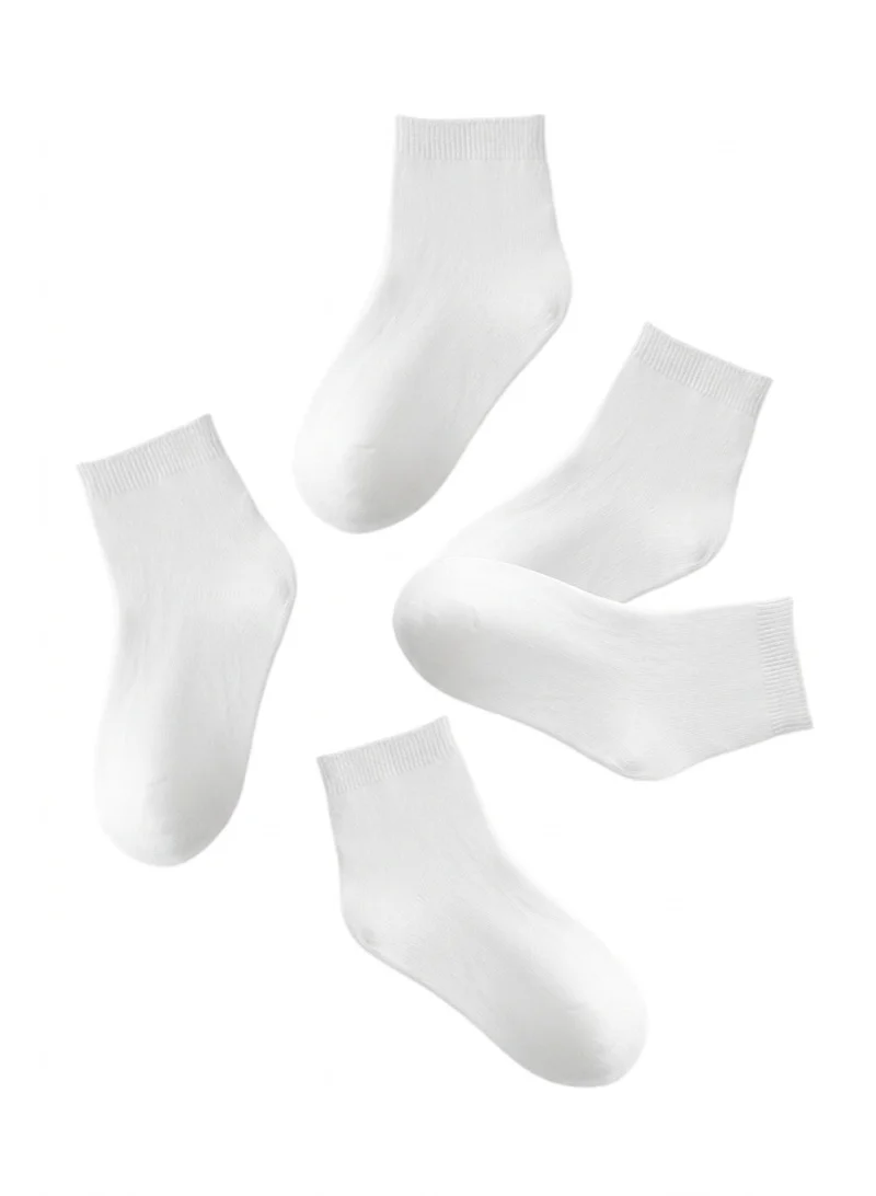 بيداني Essential White Cotton School Socks (5-Pack)Short