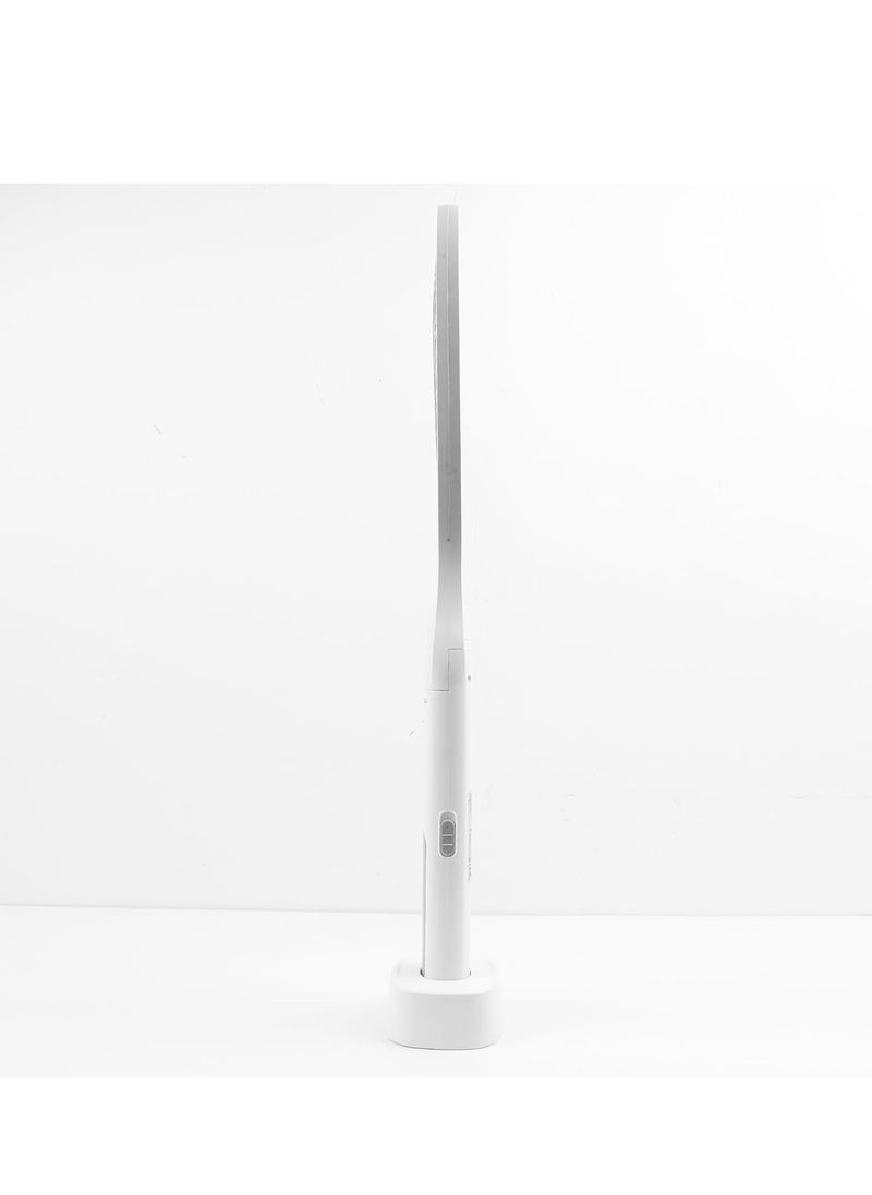 Generic - Electric Fly Swatter, 3500V USB Rechargeable Fly Killer Bug Zapper Racket with Charging Base, Home and Outdoor Mosquito Killer with LED Light for Mosquitoes, Flies, Bees, Moths (White) - Image 1