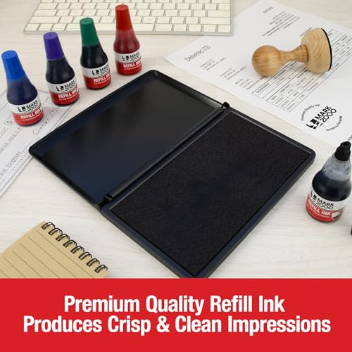 Mark 2000 Premium Blue Self-Inking Refill Ink + Stamp Pad - 2" by 4" - Quality Felt Pad - Image 4