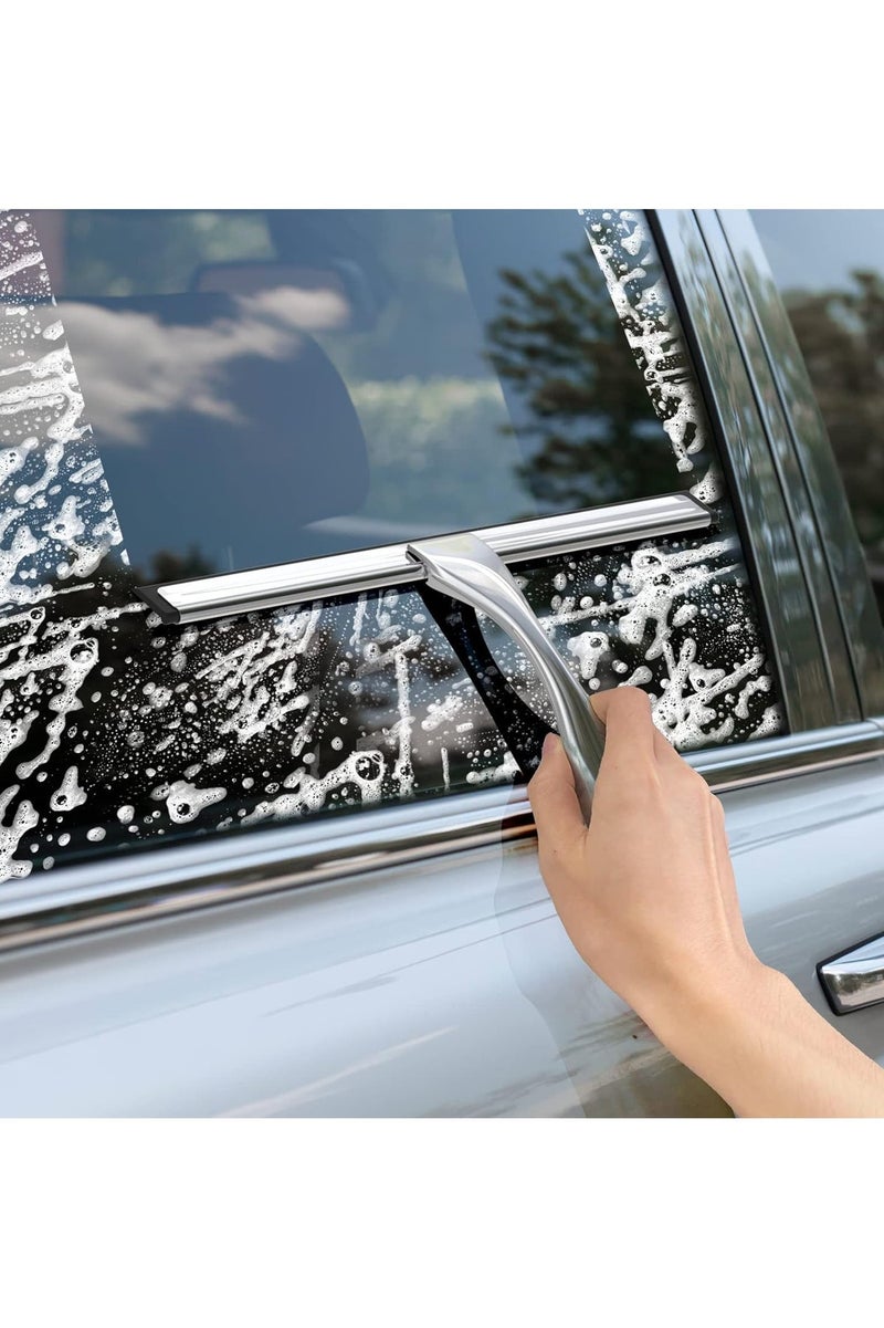 MORTICO All-Purpose Stainless Steel Window cleaning Squeegee for Shower Glass Door with 1 Adhesive Hooks, Bathroom Cleaner Tool Household Window Mirror Squeegee , Cleaning Tile Wall, Car Window , 10 Inch Silver - Image 2
