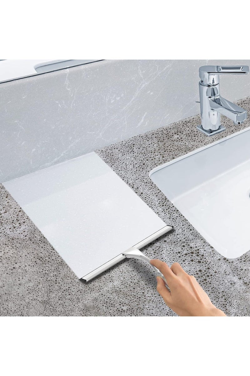 MORTICO All-Purpose Stainless Steel Window cleaning Squeegee for Shower Glass Door with 1 Adhesive Hooks, Bathroom Cleaner Tool Household Window Mirror Squeegee , Cleaning Tile Wall, Car Window , 10 Inch Silver - Image 5
