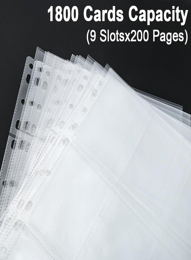 HERKKA Trading Card Sleeve Pages, HERKKA 200 Pack 9 Pocket Album Pages 11 Holes Fit 3 Ring Binder - Image 3
