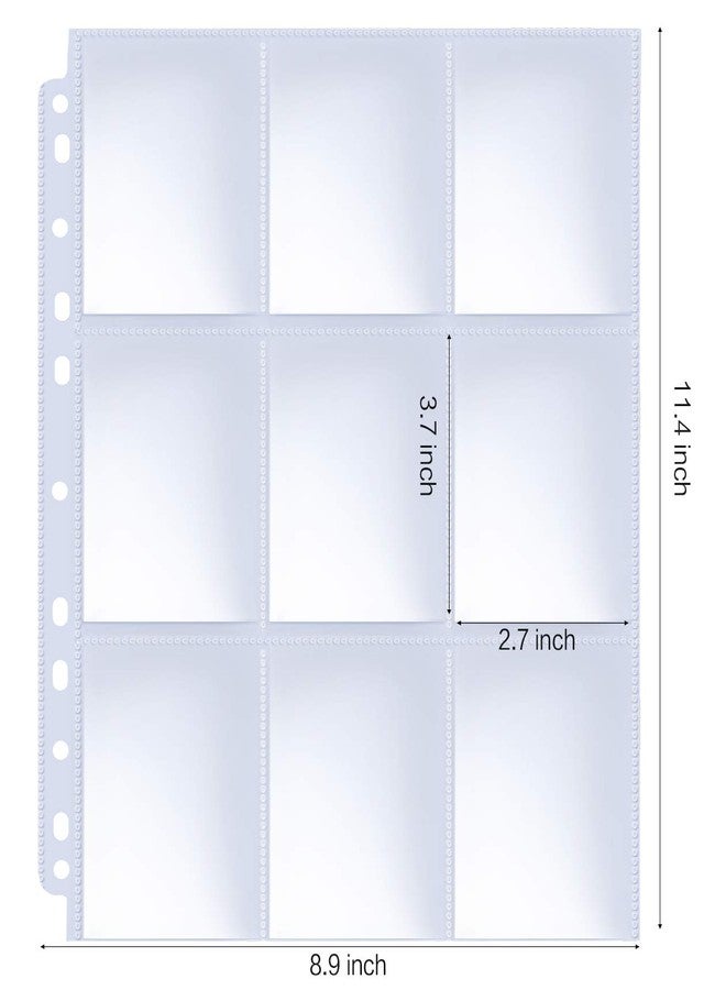 HERKKA Trading Card Sleeve Pages, HERKKA 200 Pack 9 Pocket Album Pages 11 Holes Fit 3 Ring Binder - Image 2