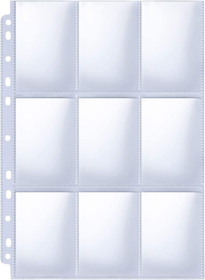 HERKKA Trading Card Sleeve Pages, HERKKA 200 Pack 9 Pocket Album Pages 11 Holes Fit 3 Ring Binder - Image 1