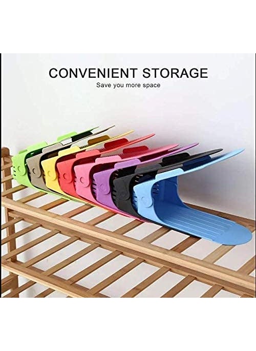 DC DC Dharam Creation Shoes Organizer Shoe Holder Double Grid Plastic Integrated Shoe Rack Home Space Saving Organizer Set of 6  - Image 4