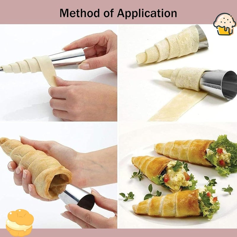 Ankeizzy 20pcs Cream Horn Molds For Baking Non-Stick Conical Cannoli Tubes Molds 4.7in Large Baking Cannoli Forms Pastry Molds with Cleaning Brush for Baking Croissants Bread, Brioche Rolls - Image 3