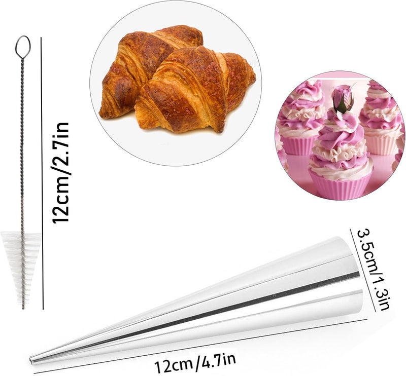 Ankeizzy 20pcs Cream Horn Molds For Baking Non-Stick Conical Cannoli Tubes Molds 4.7in Large Baking Cannoli Forms Pastry Molds with Cleaning Brush for Baking Croissants Bread, Brioche Rolls - Image 2