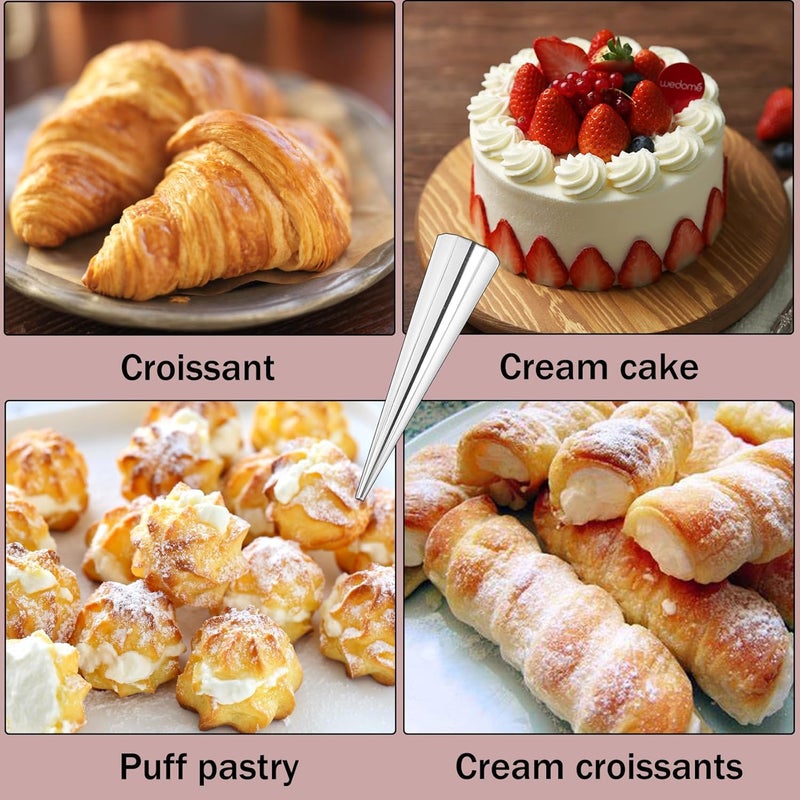 Ankeizzy 20pcs Cream Horn Molds For Baking Non-Stick Conical Cannoli Tubes Molds 4.7in Large Baking Cannoli Forms Pastry Molds with Cleaning Brush for Baking Croissants Bread, Brioche Rolls - Image 5