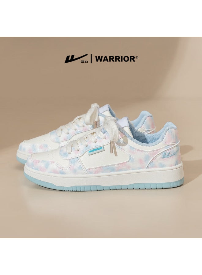 Pull Back Warrior Women's Leather Panel Shoes Spring New Casual White Sneakers Wbn0579 Beige Pink Blue Size 38 - Image 1