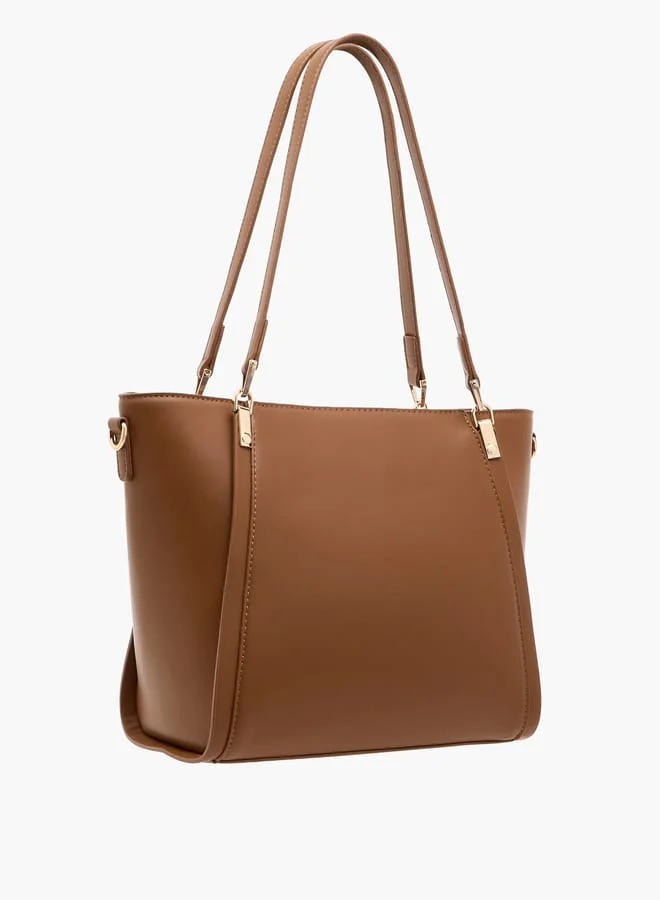 Flora Bella By Shoexpress Women's Monogram Print Tote Bag with Zip Closure and Double Handles