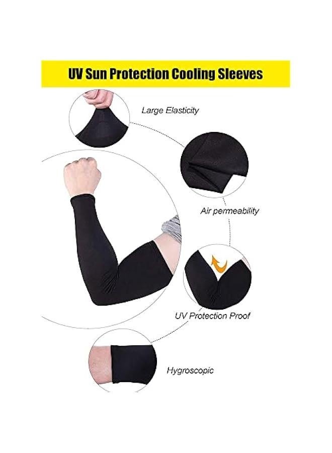 9 Pairs UV Protection Sleeves Cooling Sleeves Long Arm Covers Arm Sleeves for Men and Women (Black) - Image 3