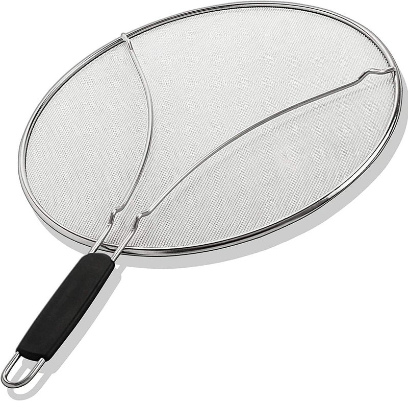 BergKoch Grease Splatter Screen for Frying Pan 13" - Stops 99% of Hot Oil Splash - Protects Skin from Burns - Splatter Guard for Cooking - Iron Skillet Lid Keeps Kitchen Clean - Stainless Steel - Image 1