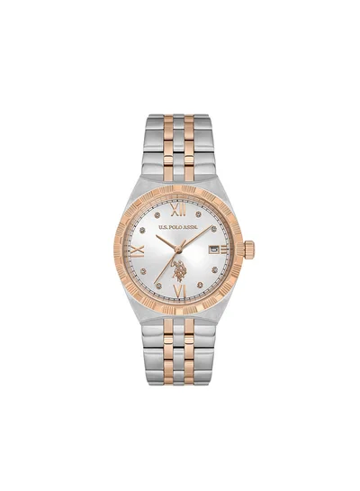 U.S. Polo Assn. Stile Silver Dial Stainless Steel Bracelet Analog Watch for Women, 34mm