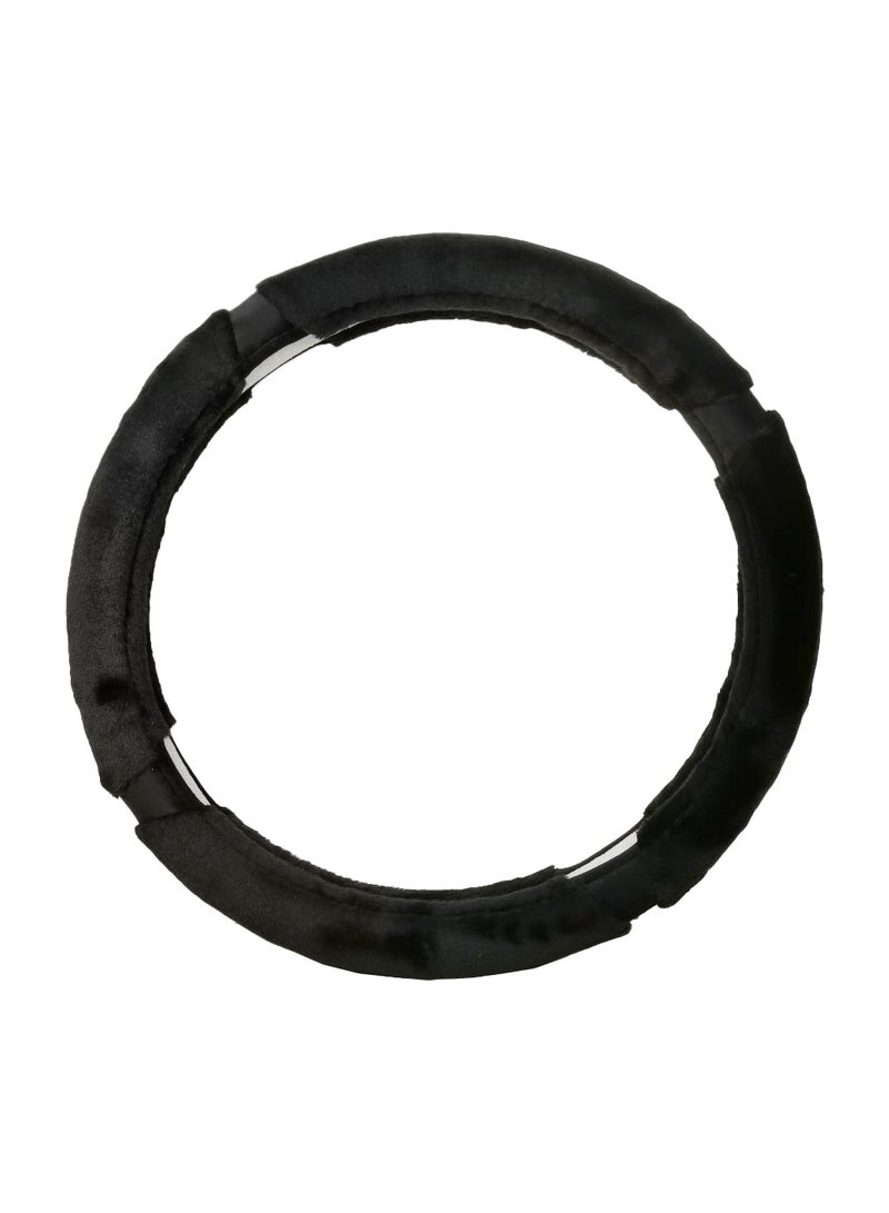 Agc Fluffy Steering Wheel Cover Smooth Fur Premium Car Steering Cover Size Medium 38cm Black - Image 3