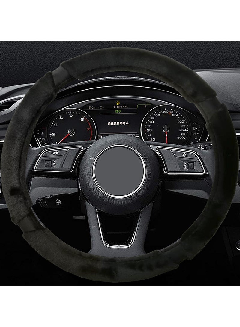 Agc Fluffy Steering Wheel Cover Smooth Fur Premium Car Steering Cover Size Medium 38cm Black - Image 5