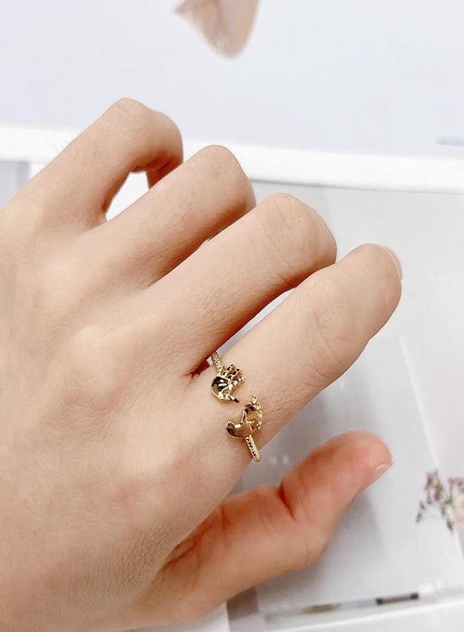 OIDIMS خاتم OIDIMS لطيف على شكل قدم ويد صغيرة للنساء والفتيات، تصميم فريد مفتوح للقدم واليد، مريح، قابل للتعديل، هدية مثالية للزوجة والابنة والأم في عيد الأم أو عيد الميلاد (ذهبي). - Image 4