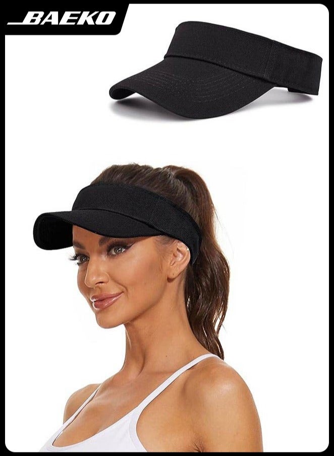 بيكو قبعات واقية من الشمس للرياضة، رياضات خفيفة الوزن في الهواء الطلق فارغة أعلى قبعة بيسبول، غطاء حماية من الأشعة فوق البنفسجية للدراجات الجري غولف التنس وجميع الرياضات (أسود) - Image 1