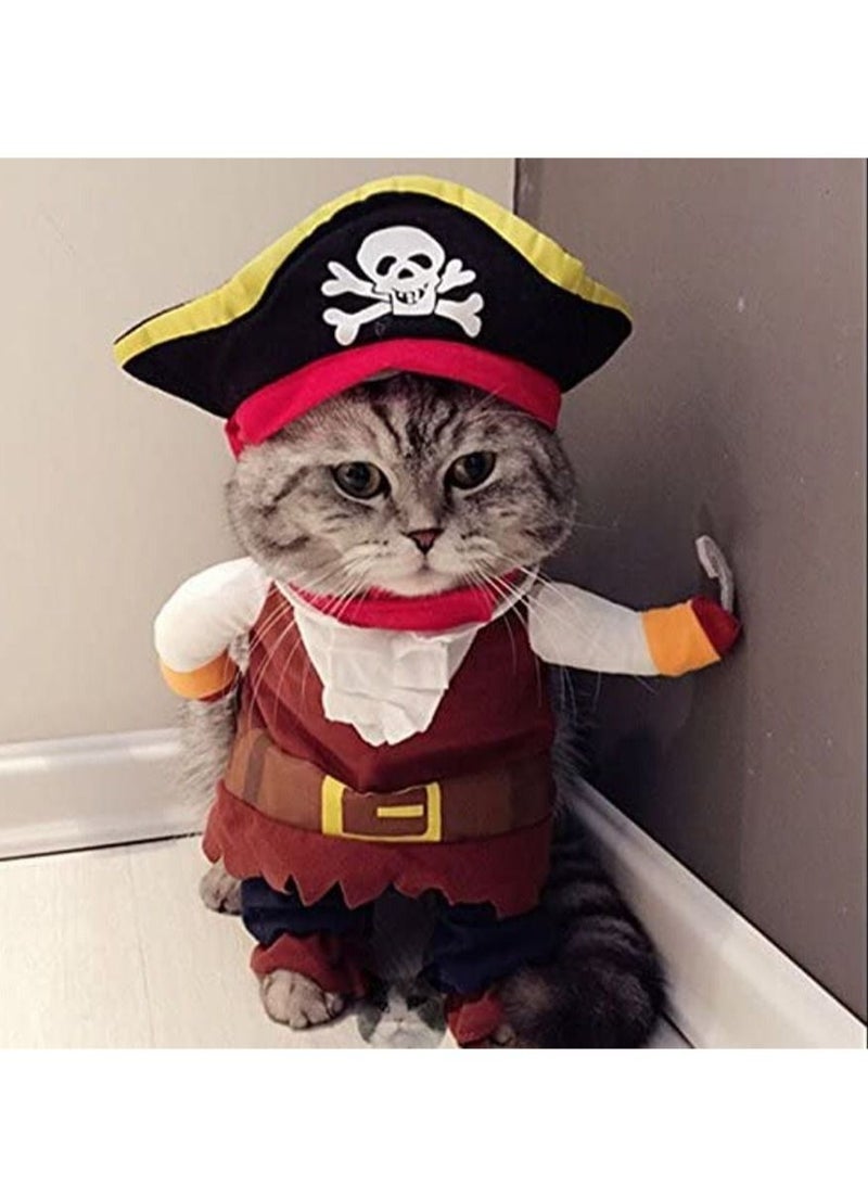 New Funny Pet Clothes Pirate Dog Cat Costume Suit Corsair Dressing up Party Apparel Clothing for Cat Dog Plus Hat - Image 2