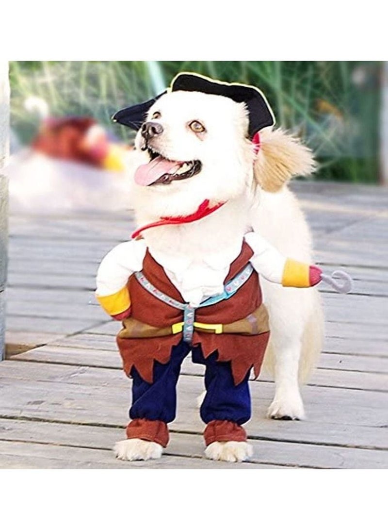 New Funny Pet Clothes Pirate Dog Cat Costume Suit Corsair Dressing up Party Apparel Clothing for Cat Dog Plus Hat - Image 4