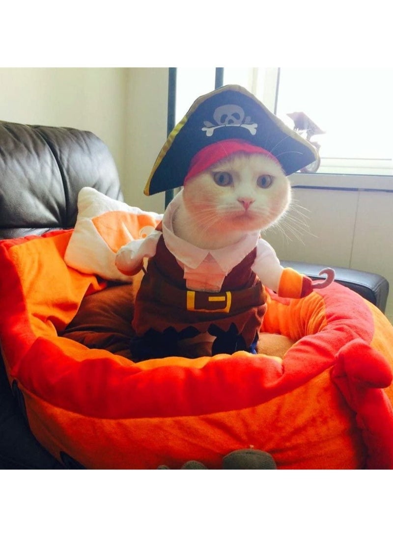 New Funny Pet Clothes Pirate Dog Cat Costume Suit Corsair Dressing up Party Apparel Clothing for Cat Dog Plus Hat - Image 5