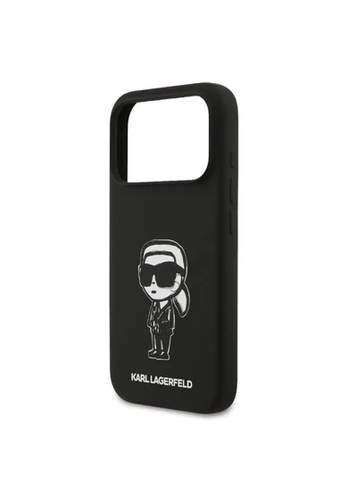 Karl Lagerfeld iPhone 17 Pro Case / Liquid Silicone Bakc Cover With Karl Sketch / Black