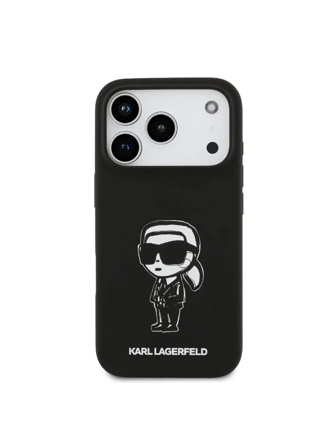Karl Lagerfeld iPhone 17 Pro Case / Liquid Silicone Bakc Cover With Karl Sketch / Black