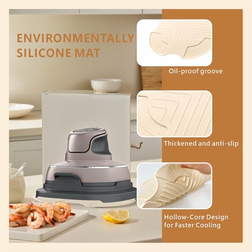 Juglok Silicone Heat Resistant mat for Ninja Crispi Air Fryer,Heat-Insulating Accessories Compatible with Ninja crispi FN101 containers,Kitchen Air Fryer Trivet (Stone) - Image 4