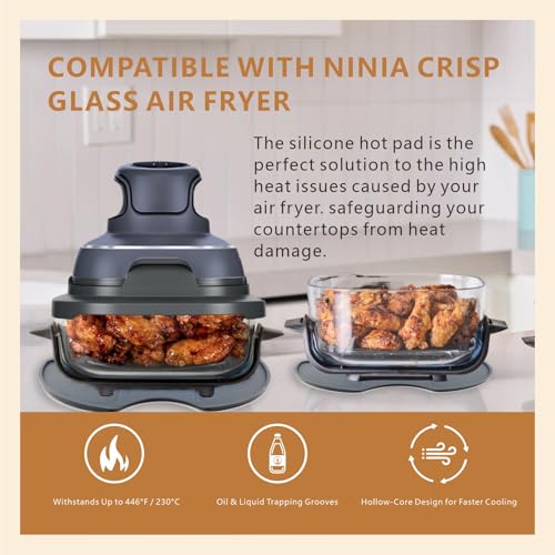 Juglok Silicone Heat Resistant mat for Ninja Crispi Air Fryer,Heat-Insulating Accessories Compatible with Ninja crispi FN101 containers,Kitchen Air Fryer Trivet (Stone) - Image 5