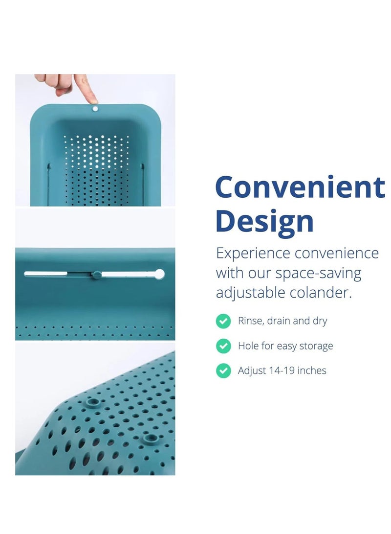 أونليماي فقط عبوتان من سلة مصفاة فوق الحوض - لغسل الخضراوات والفواكه، وتصفية المعكرونة المطبوخة وتجفيف الأطباق - قابلة للتمديد - أساسيات المطبخ المنزلية الجديدة (وردي أخضر) (7.9 عرض × 14.5-19.5 طول × 2.75 ارتفاع) - Image 5