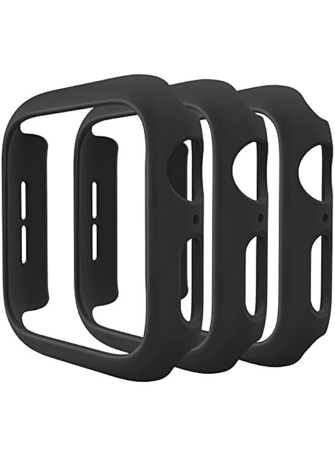 3 Pack Compatible for Apple Watch Case 45mm Series 8 Series 7, Hard PC Bumper Case Protective Cover Frame 【NO Screen Film】 Compatible for iWatch Accessories 45mm, Black/Black/Black  - Image 1