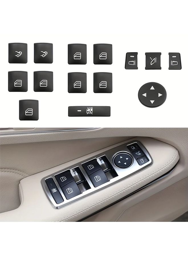 14pcs Power Window Switch Button Cover Trim Fit for Mercedes Benz - Image 1
