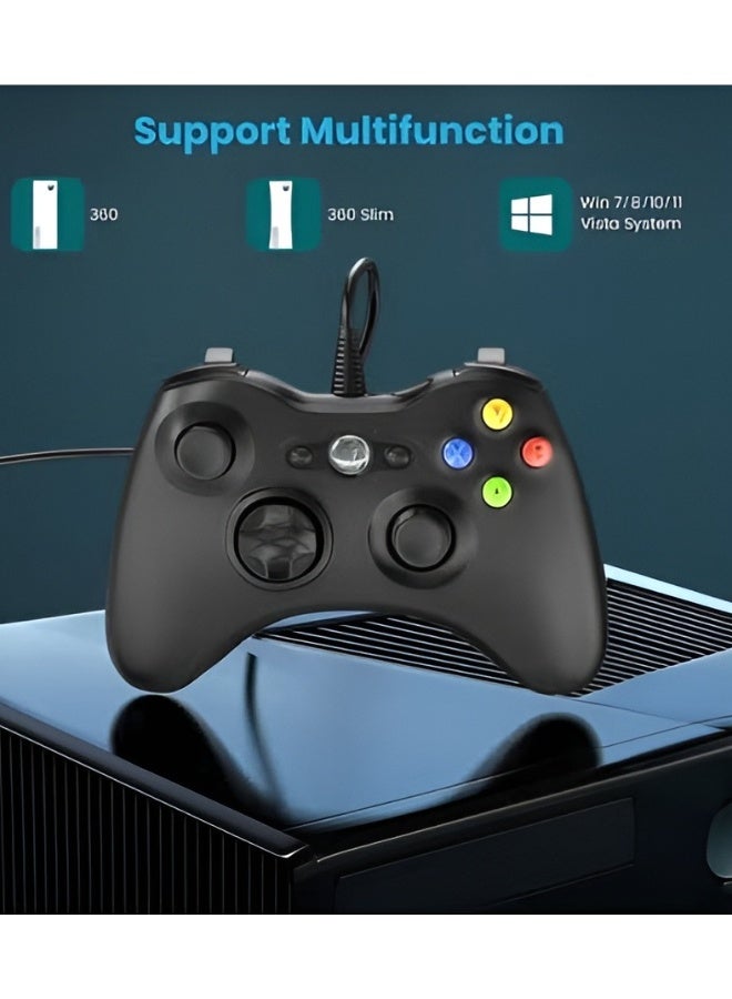 Wired Controller for Xbox 360 & PC Gaming - Dual Vibration Turbo - USB - Black - Image 3