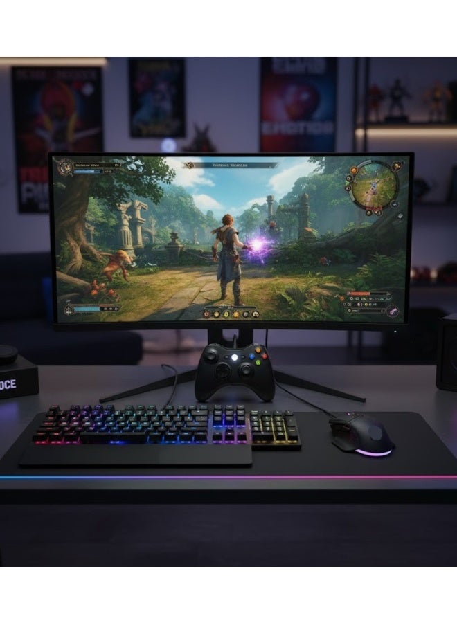 Wired Controller for Xbox 360 & PC Gaming - Dual Vibration Turbo - USB - Black - Image 5