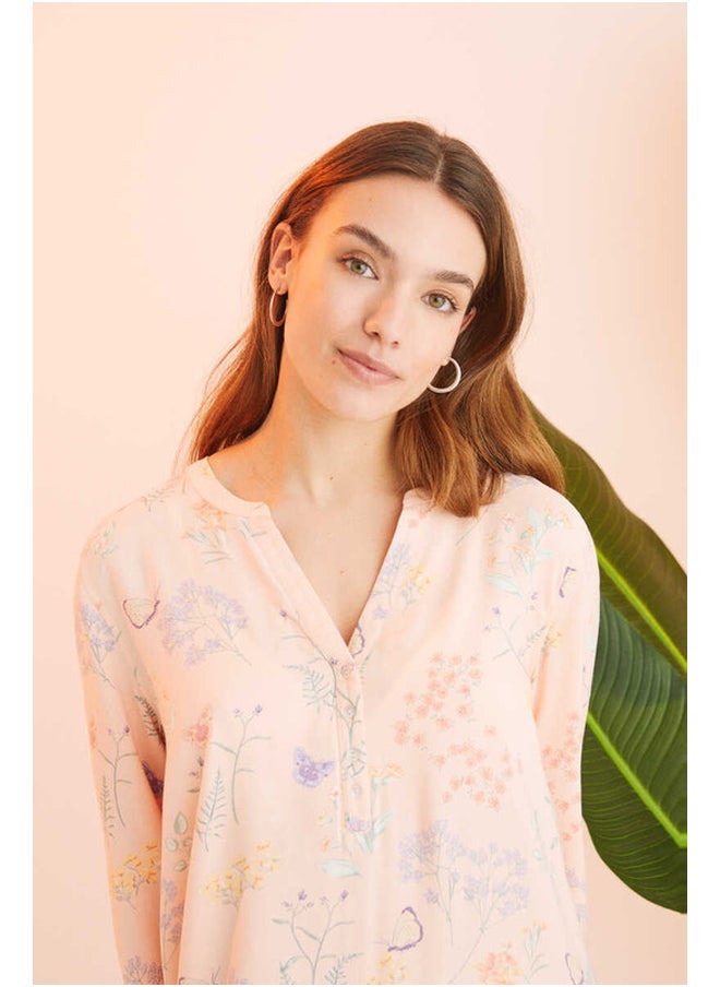 Long flower print trousers