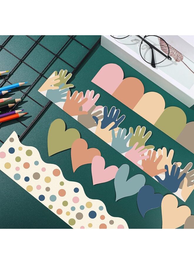 LAMAY Four-piece Bohemian-style blackboard/notice board wall tile decorative paper, classroom colorful border stickers, suitable for school blackboards, chalkboards, and desks. - Image 3