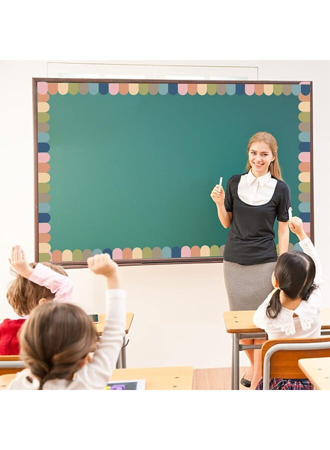 LAMAY Four-piece Bohemian-style blackboard/notice board wall tile decorative paper, classroom colorful border stickers, suitable for school blackboards, chalkboards, and desks. - Image 5