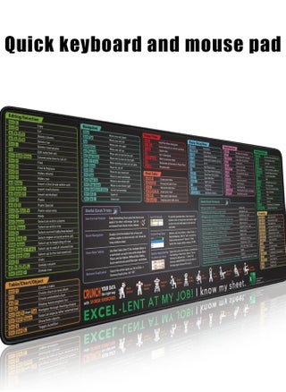Excel Quick Keyboard and Mouse Pad - Extended Large XL Cheat Sheet Game mouse Pad | PC Office Spreadsheet Keyboard Pad | Anti-slip seam edge (800*300*3mm) - pzsku/Z2CF0803CE6BA19C9B64BZ/45/1748178152/0360936a-fe56-4e96-952c-7f57fbf150e0