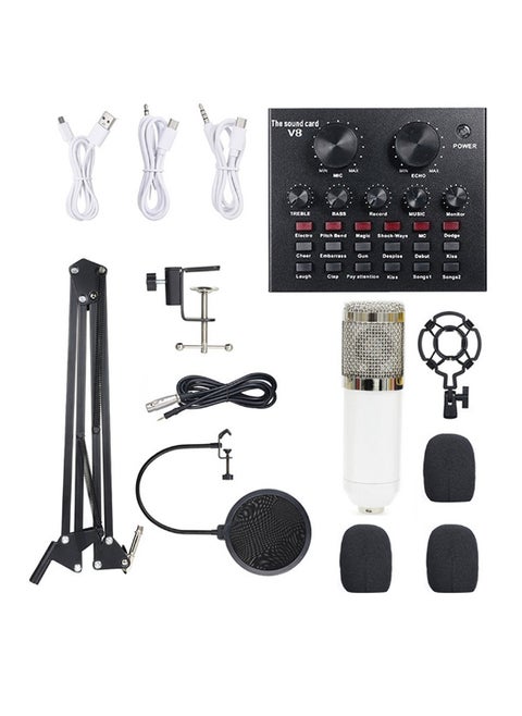 13-Piece Multi-Functional Live Sound Card Set Black/White/Silver