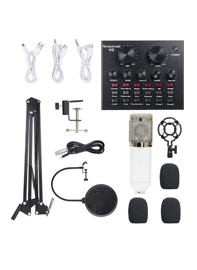 DUSALA 13-Piece Multi-Functional Live Sound Card Set Black/White/Silver  - Image 1