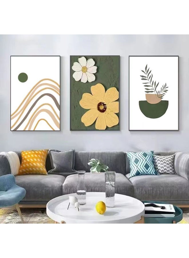 GuRiver Modern Wall Art Decoration Framed Triptych Set, Stylish Retro Decorative Painting, Punch-Free And Easy To Install, Suitable For Living Room, Bedroom, Study, Dining Room, Various Styles And Sizes - Image 1